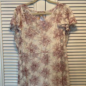 April Cornell XL NWT romantic cream lace Bridgerton sheer summer long dress